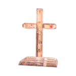 Crystal Cross on Base having a rose gold finish