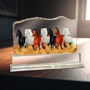 Majestic Seven Horses Crystal Showpiece – Symbol of Success, Strength & Prosperity